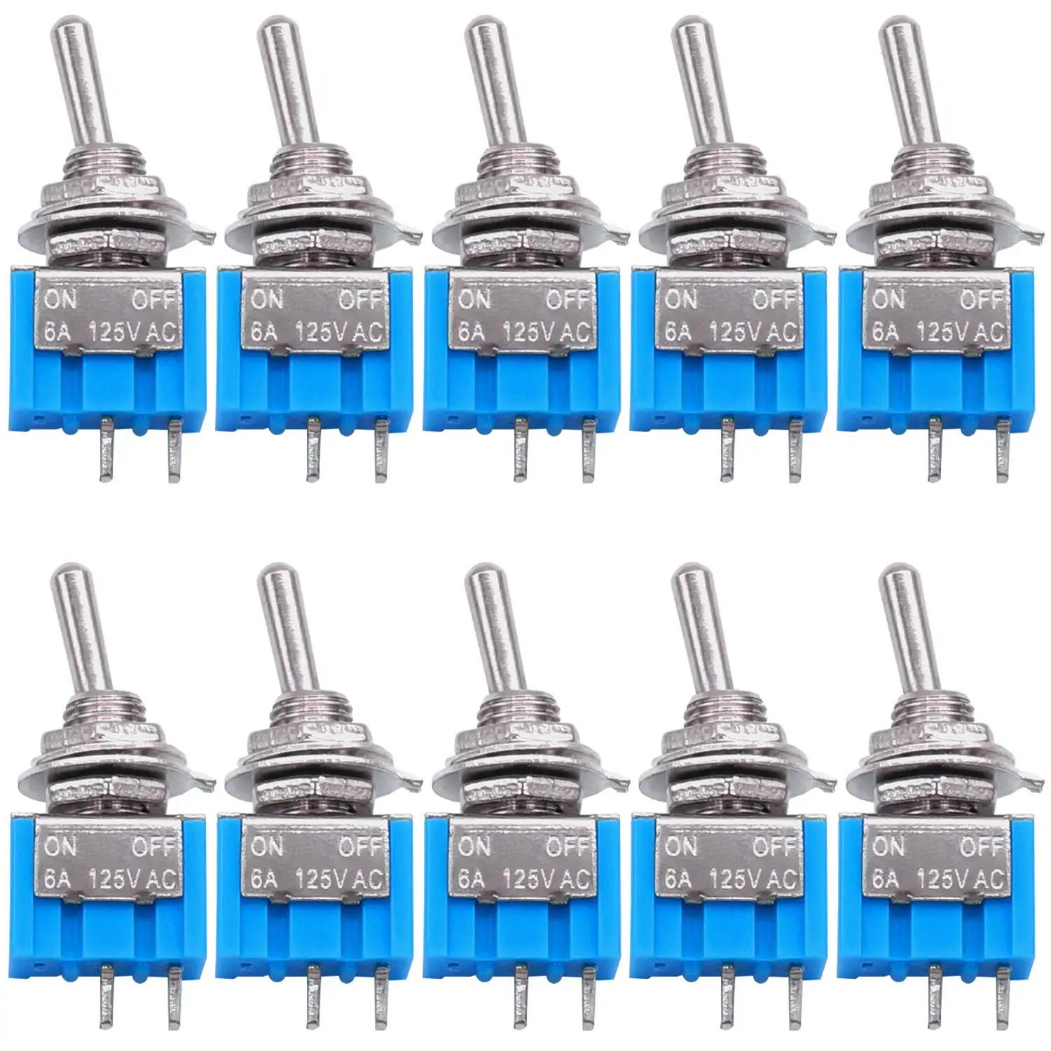 10 szt. Mini Przełącznik Dźwigniowy DPDT 2-pinowy 2-pozycyjny Włącz/Wyłącz Miniaturowy Przełącznik Dźwigniowy 6A 125V