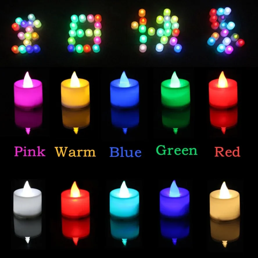 50/24 * paquete de velas LED coloridas con pilas candelita interruptor velas sin llama boda hogar decoración navideña Mini vela