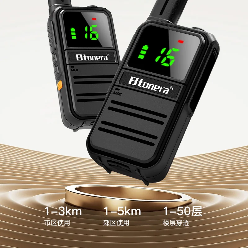 2pcs BTONERA BT500 Mini Walkie Talkie PMR FRS Long Range Rechargable Portable  Two Way Radio Type-C Charger for Camping Trip