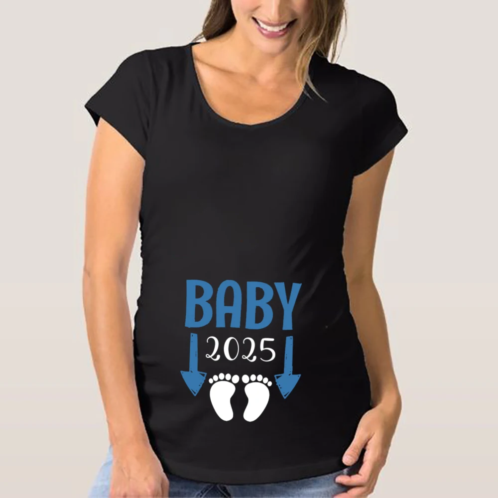 ベビーローディング 2025 プリントマタニティ Tシャツ妊婦服夏の Tシャツ妊娠発表シャツ新しいママ Tシャツトップス