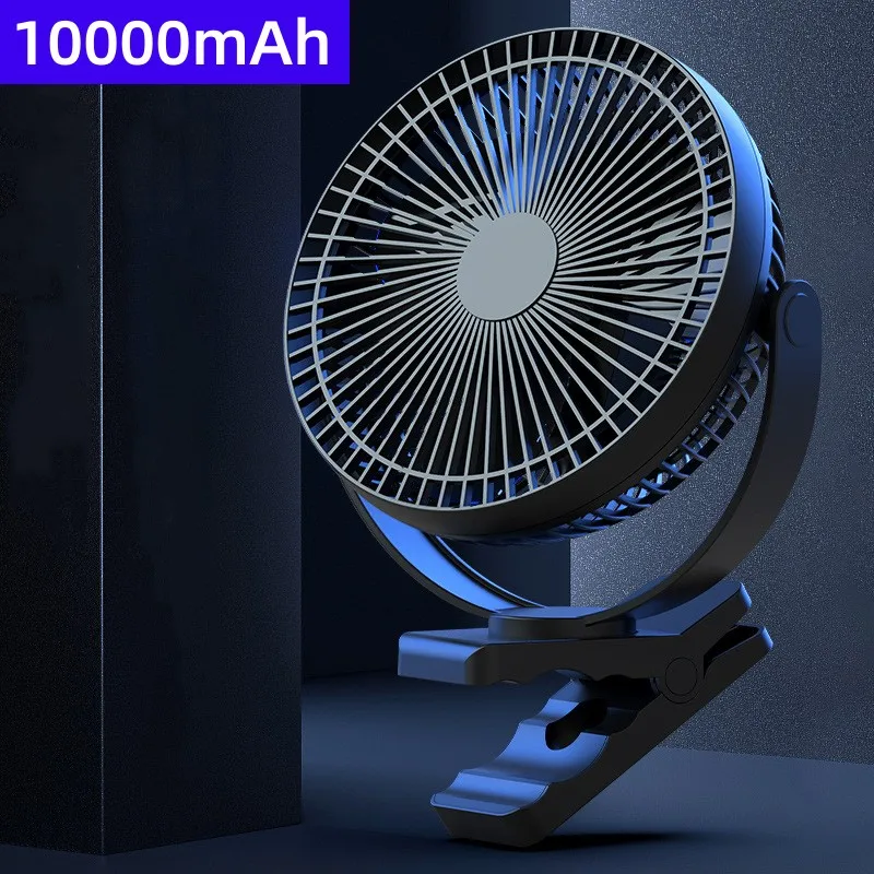 Ventilador eléctrico inalámbrico con carga USB para mesa de habitación, batería de 10000mAh, ventilador de techo portátil con Clip para viajes al aire libre, 4 velocidades ajustadas