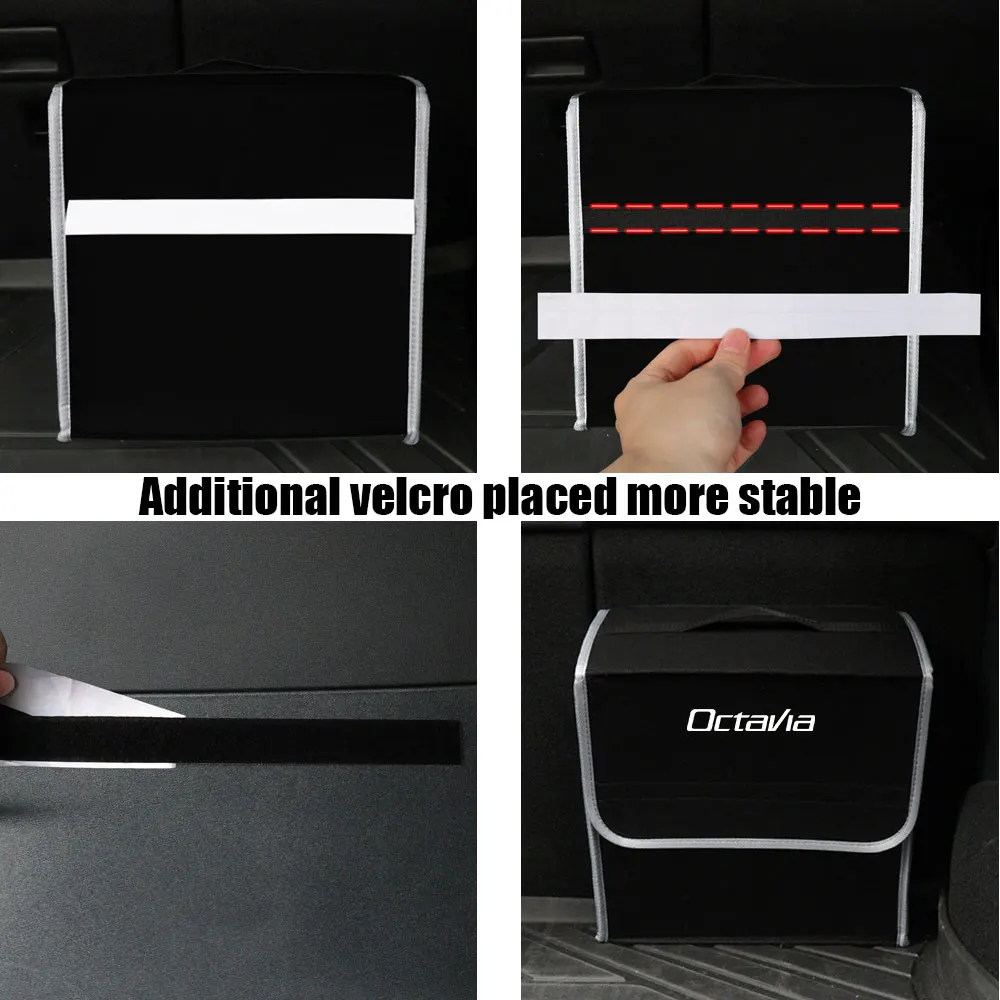 Car Organizer Trunk Leather Storage Bag Folding Stowing Tidying Box For Skoda Rapid Scala Kodiaq Fabia Kamiq Karoq Octavia A5 A7
