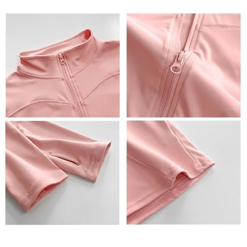 Sun Quick Drying เสื้อกีฬาผู้หญิงเสื้อโยคะเสื้อแขนยาวซิปเสื้อแจ็คเก็ตวิ่งออกกําลังกายเสื้อแจ็คเก็ตสตรี S-3XL