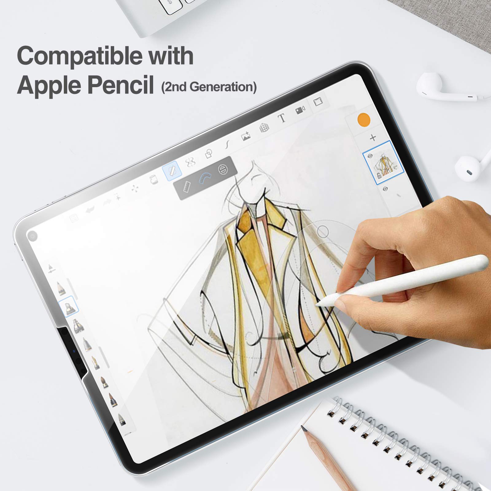 Защитная пленка для экрана для Apple iPad Air Pro 11 2024 9.7 10.2 10.5 10.9 2-й 3-й 4-й 5-й 6-й 9-й 10-го поколения из закаленного стекла