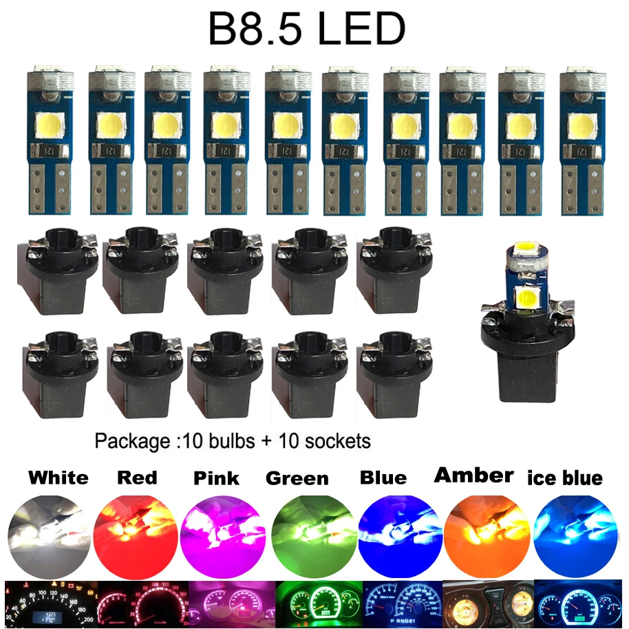 10 шт. новый T5 W3W W1.2W светодиодные лампы Canbus PC74 B8.5 светодиодные лампы для автомобиля, мотоцикла, приборная панель, предупреждающий индикатор, клиновидная лампа для инструментов