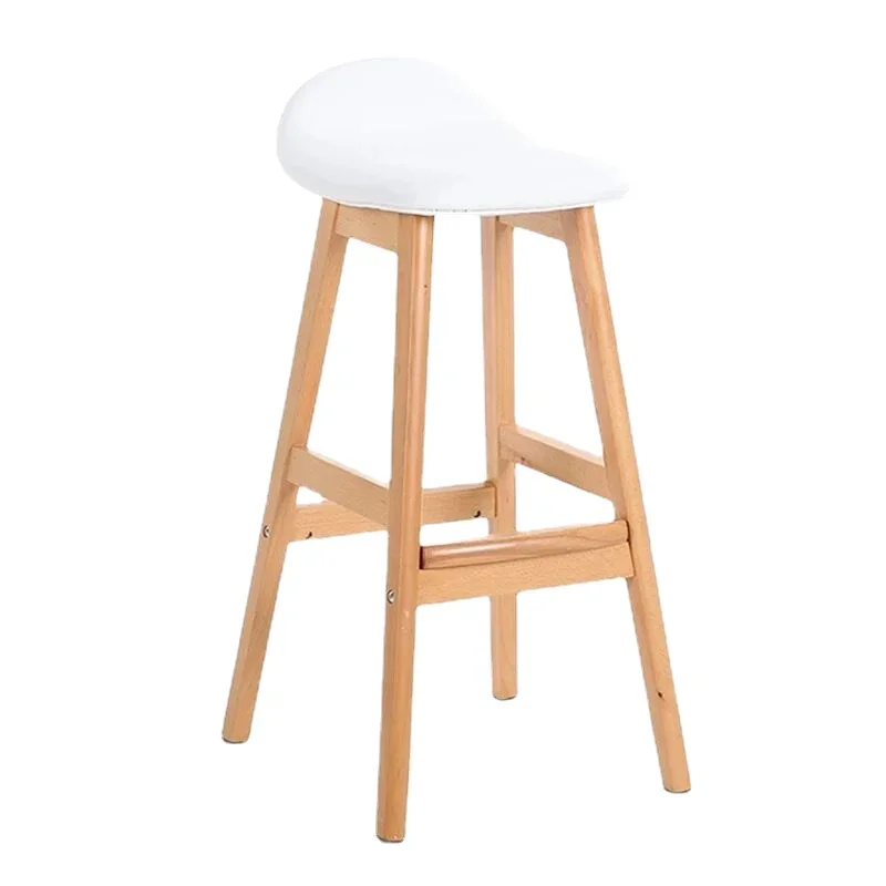 Silla de Bar nórdica de madera maciza, taburete alto americano para el hogar, taburetes de Bar con respaldo Simple y moderno creativo para cocina