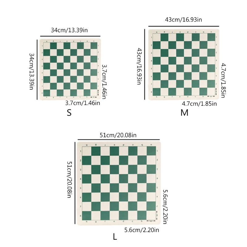 Lightweight PU Leather Chess Board 34/43/51cm Portable Soft Rollable Leather Durable Chess Board Flat International Chessboard