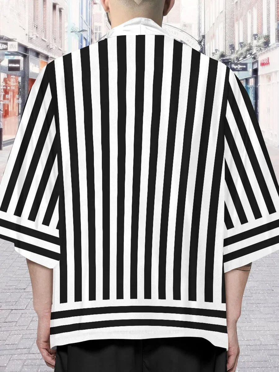 Cape Kimono ample à manches trois-quarts, Cardigan, Robe en plumes, Cape Anime, T-shirt à manches courtes