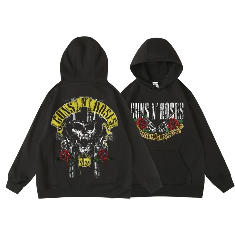 Guns N' Roses We'Re Back Retro Street Style Hoodie voor dames O-hals Pocket Pullover Fleece Hoody Ademende trui Dames Hoody