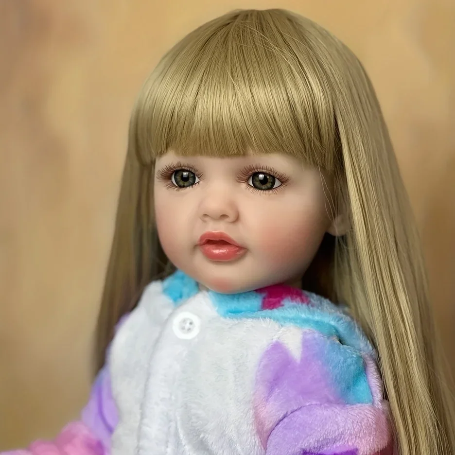 BZDOLL 55 センチメートルリアルなフルシリコーンボディリボーン女の赤ちゃん人形ブロンドロングヘアアライブ新生児ベベ素敵な誕生日ギフト