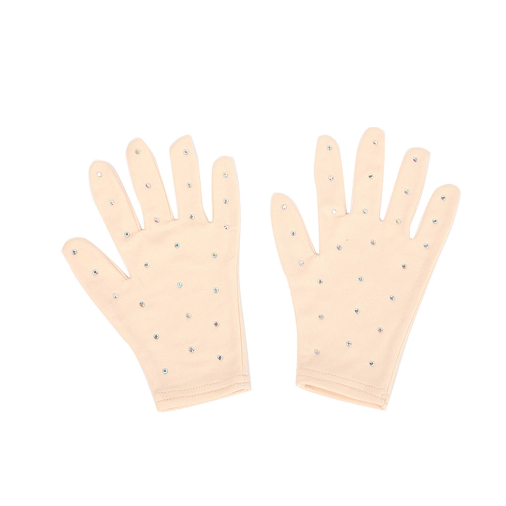 Shiny Figure Skating Wrist Gloves Breathable Mittens Windproof Crystal Gloves Fast Drying Adult Skating Performance