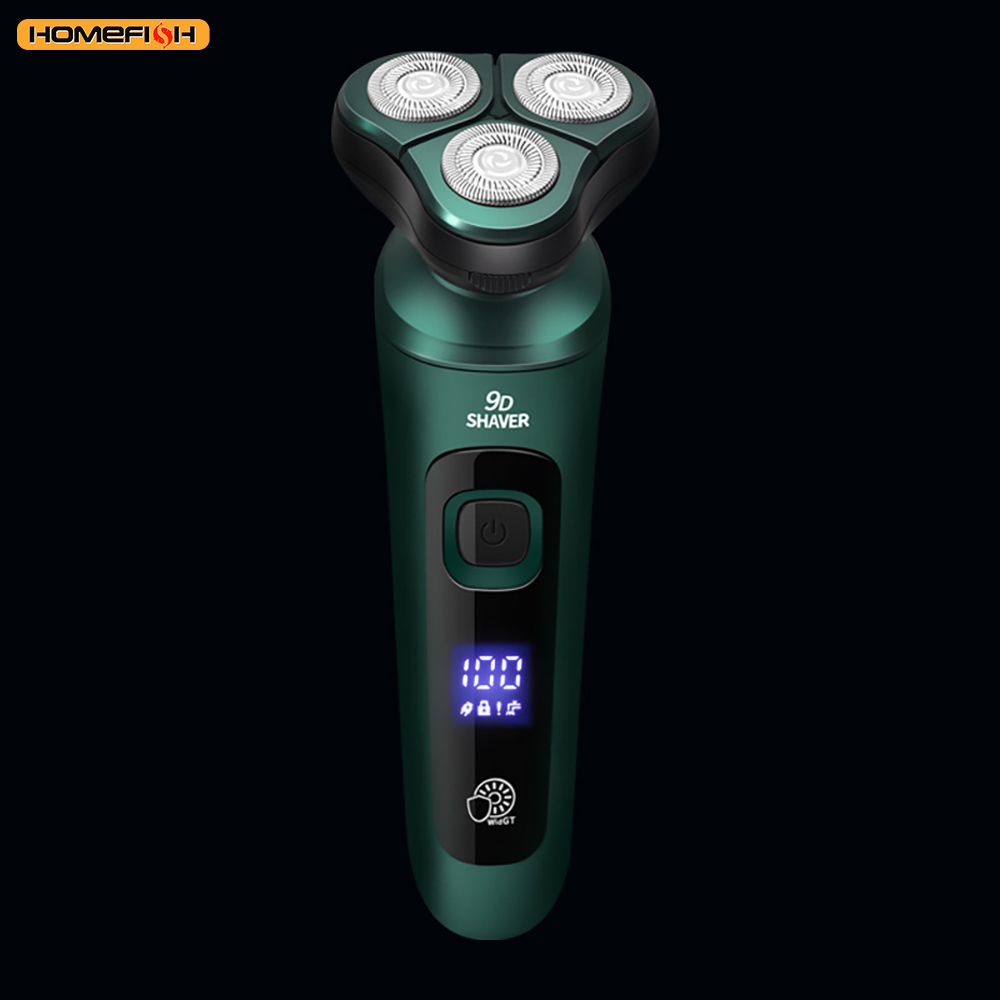 Smart Electric Shaver with LCD Display – 3D Floating Triple Head Razor, USB Rechargeable & Waterproof for Shaving Beard Trimming