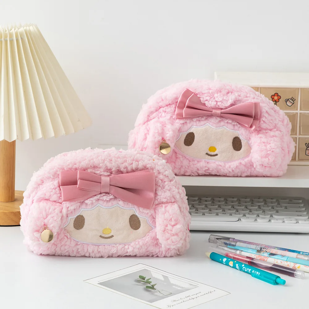 Sanrio Melody Cinnamoroll Astuccio a forma di cuore per ragazza alla moda, ultimo peluche rosa, alta estetica, con grande capacità