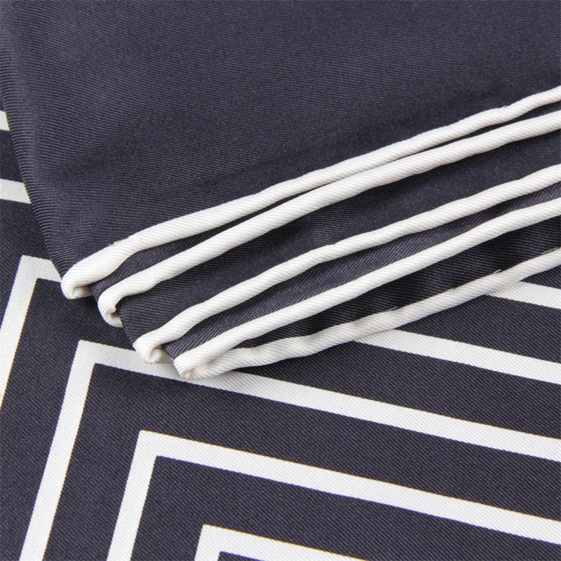 90Cm Vuông Khăn Quàng Cổ Nữ Cao Cấp Thiết Kế Sọc Foulards Hai Dây Lụa Khăn Quàng Cổ Đeo Tay Cán Cao Su Cuộn Tròn Đầu Khăn Hijabs