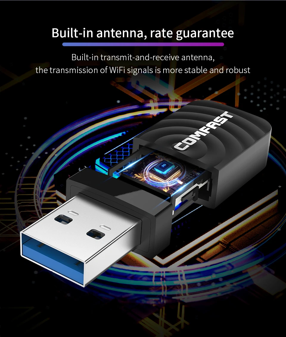 Comfast 1300 Мбит/с USB3.0 Wi-Fi адаптер двухдиапазонная беспроводная сетевая карта 2,4G и 5G MU-MIMO WiFi Dongle AP для Linux Windows Vista MAC