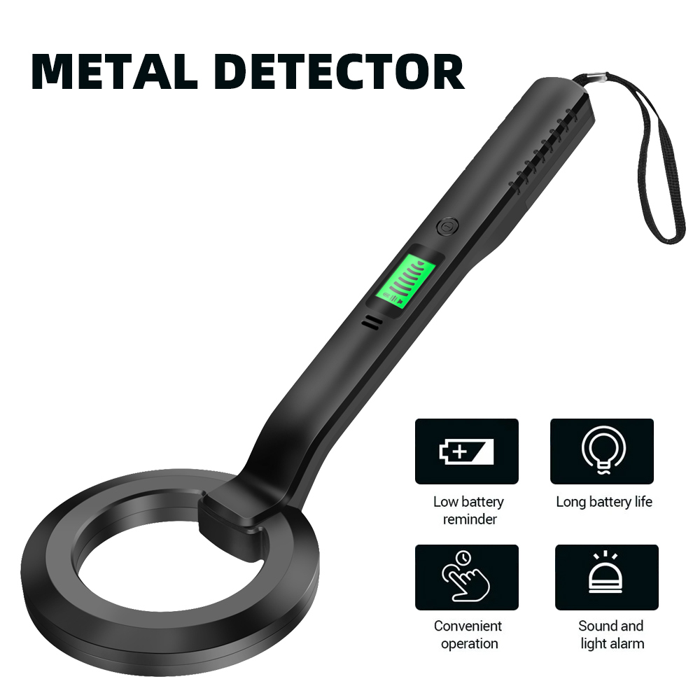 Detector de metais de disco portátil, moedas portáteis, localizador de ouro, digitalização de 360 graus, alarme sonoro, scanner de metal para aeroporto
