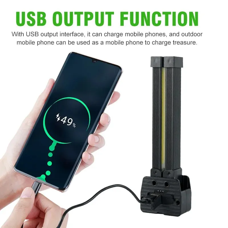Linterna potente para exteriores, luz multifuncional para acampar, trabajo de reparación de automóviles, luz COB plegable