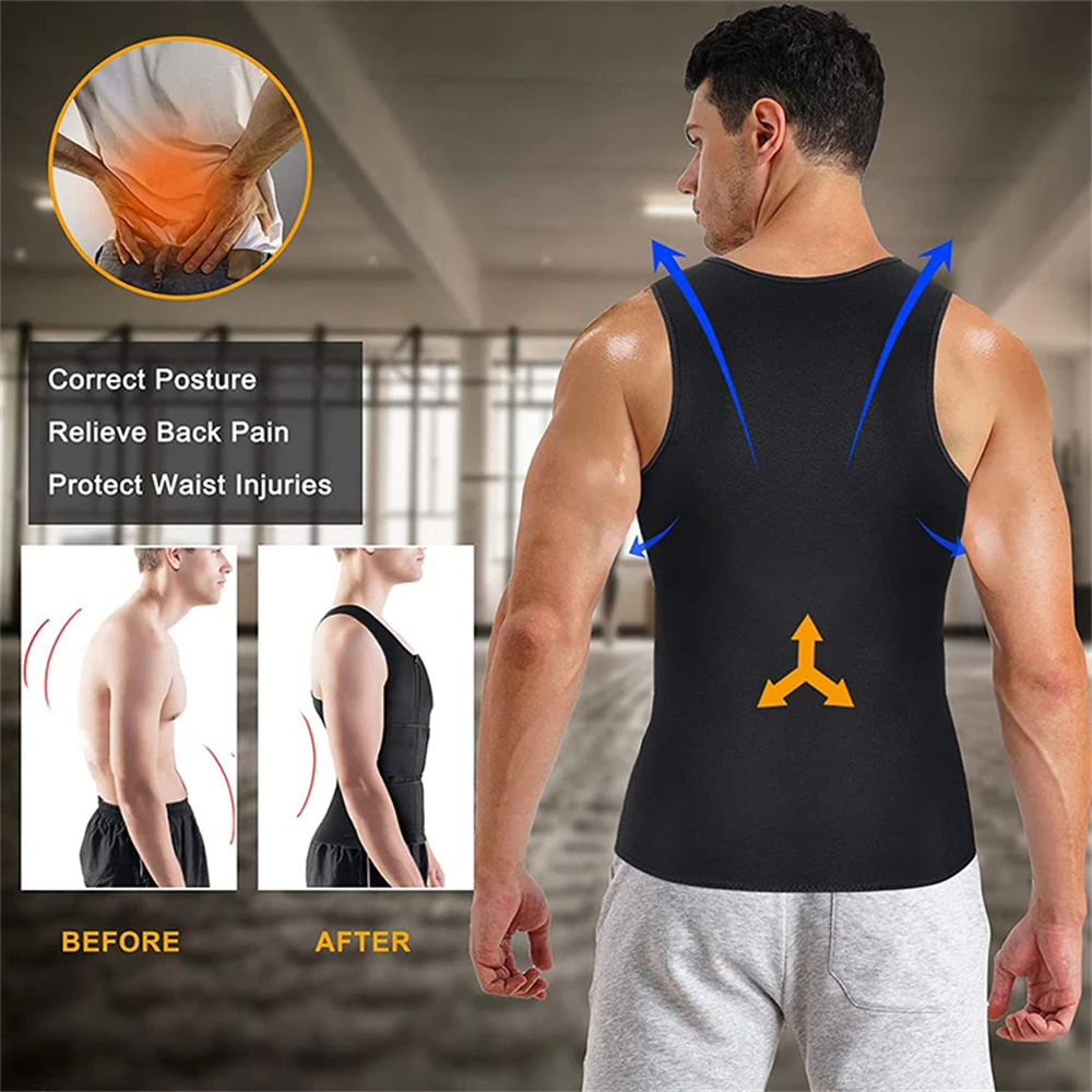 Compressiezweet voor heren Saunavest Nieuw afslankpak voor studenten Tailleriemen Body Shaper tanktop voor training Fitness Gym