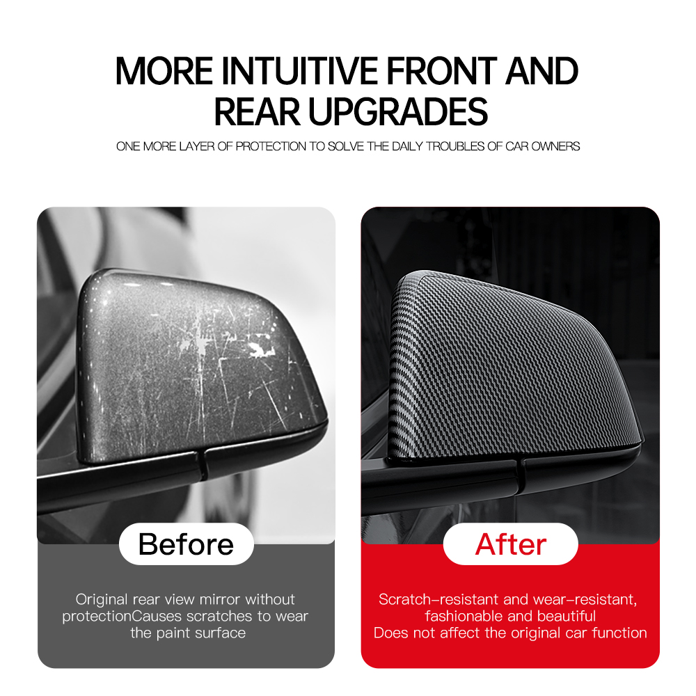 Yz capa de espelho para porta lateral de carro, fibra de carbono, para tesla modelo 3 modelo y, acessórios externos automotivos, capa retrovisora lateral abs