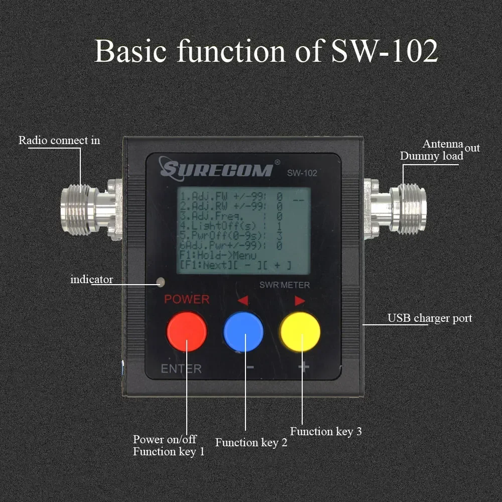 SURECOM SW-102 125-525 МГц цифровой измеритель мощности VHF/UHF и SWR с четырьмя разъемами SW102 для двусторонней радиосвязи