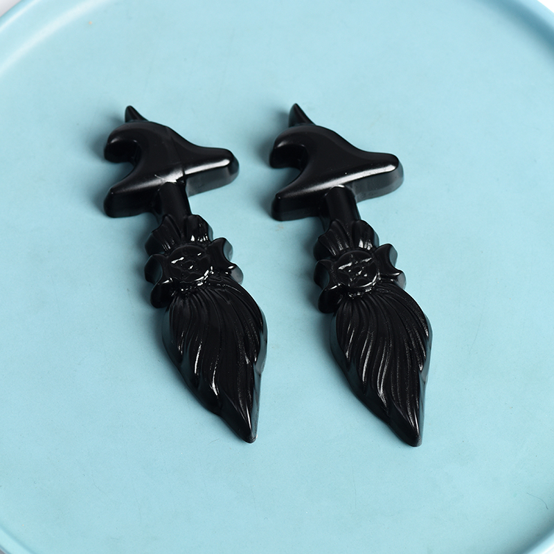 Zwart Obsidiaan Heksenbezemhoutsnijwerk