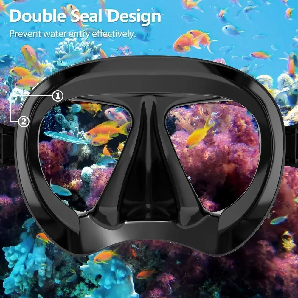 Farsighted Presbyopia Diving Mask with Tempered Glass Lenses, Reading Hyperopia Dive Gear for Men Women, +2.0 to +5.0