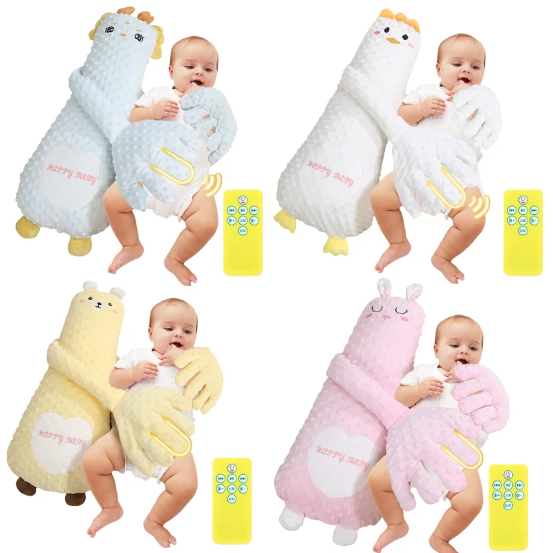 1 SET Cartoon Baby Sleep Appease Pillows Heatable with/without Build In 52 Music or Gentle Patting Action for Crib or Strollers