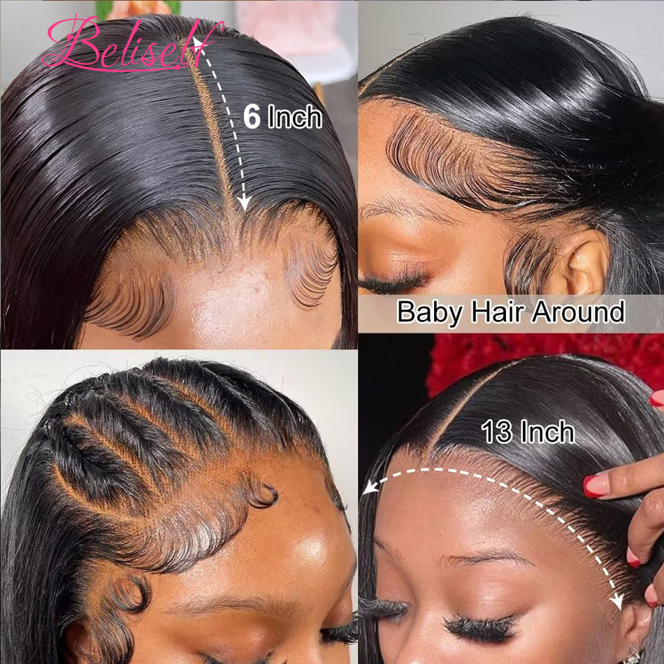 人間の髪の毛のかつら,滑らかなかつら,事前に摘み取られたHDレース,13x6フルヘッド