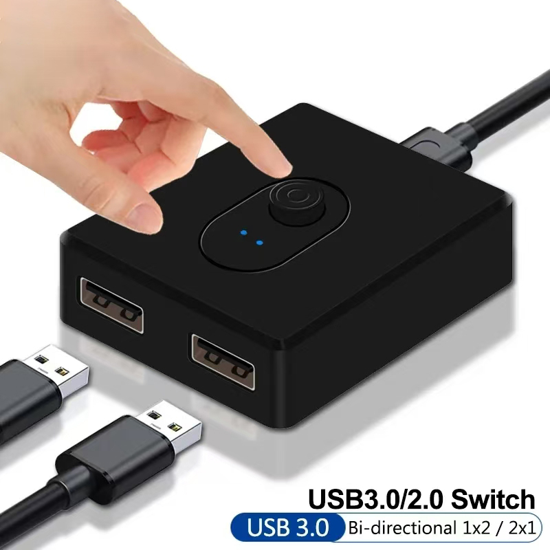 Commutateur USB2.0 1x2/2x1, Hub USB bidirectionnel, extension USB3.0, contrôleur partagé pour clavier PC, souris, imprimante ﻿