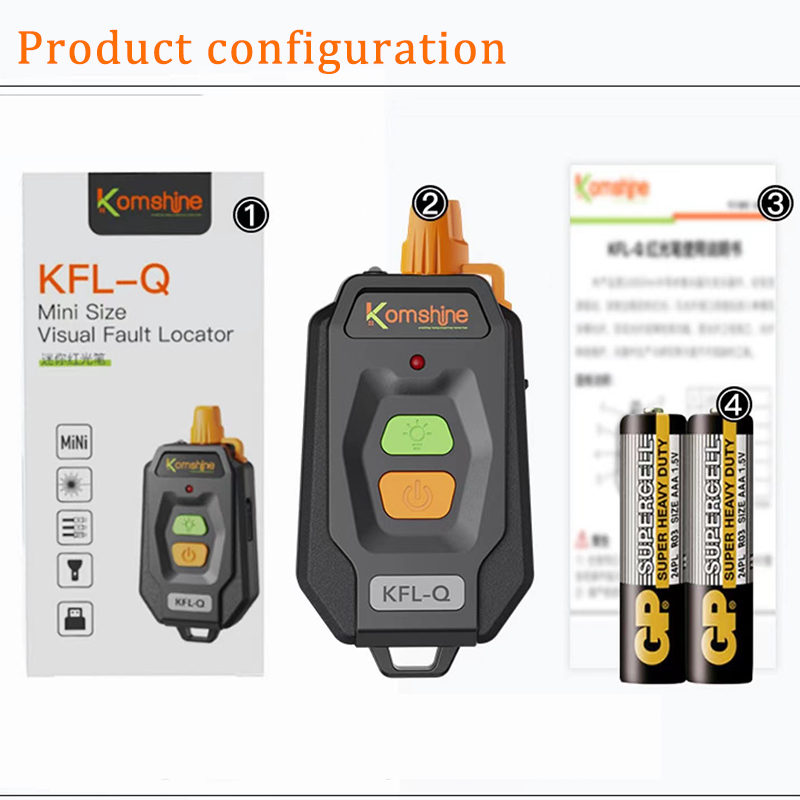 Komshine KFL-Q FTTH 10-30MW 시각 장애 탐지기 광섬유 케이블 테스터 광섬유 섬유 파손 검사기 8-25KM VFL