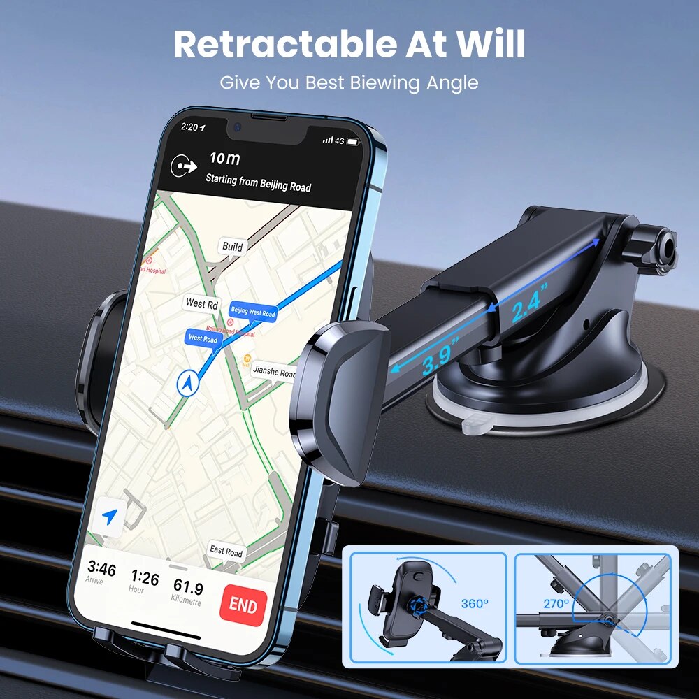 TOPK 携帯電話ホルダー 車用 電話マウント ダッシュボード フロントガラス iPhone 14 13 12 11 Pro Max、Samsung Galaxy S20+ S10 Note Plus用