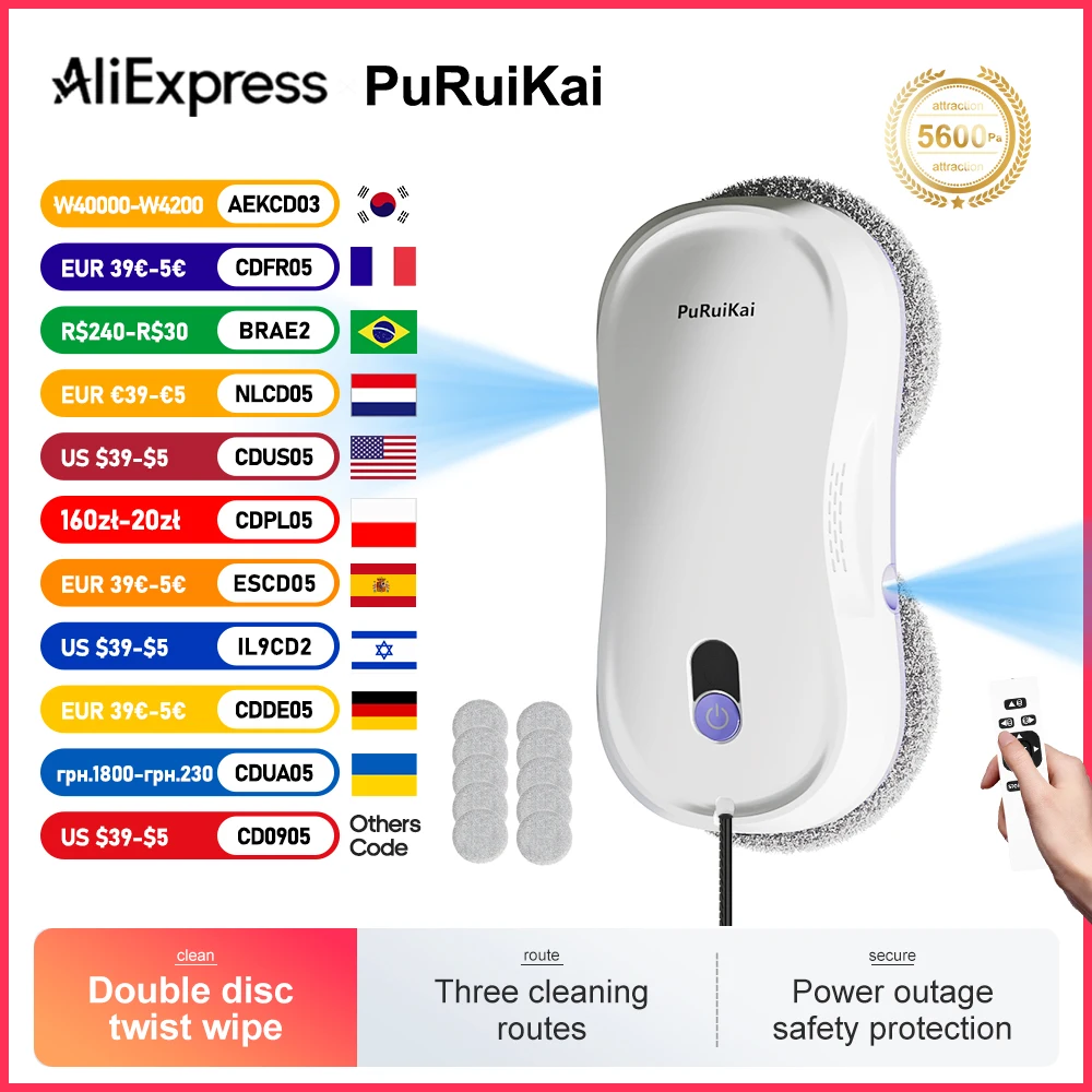 PuPuiKai Home windows pulizia automatica a spruzzo d'acqua robot aspirapolvere telecomando tergicristallo elettrico vetro