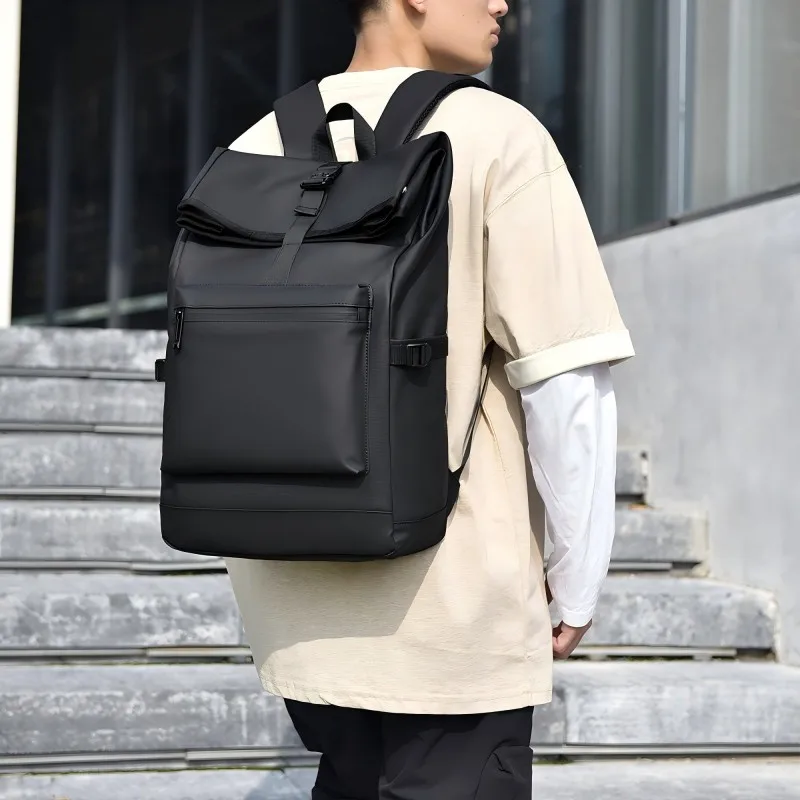 Large Capacity Backpack - Stylish Solid Black Travel & Commuter Bagwith Adjustable Straps, Multiple Compartments, TravelBackpack