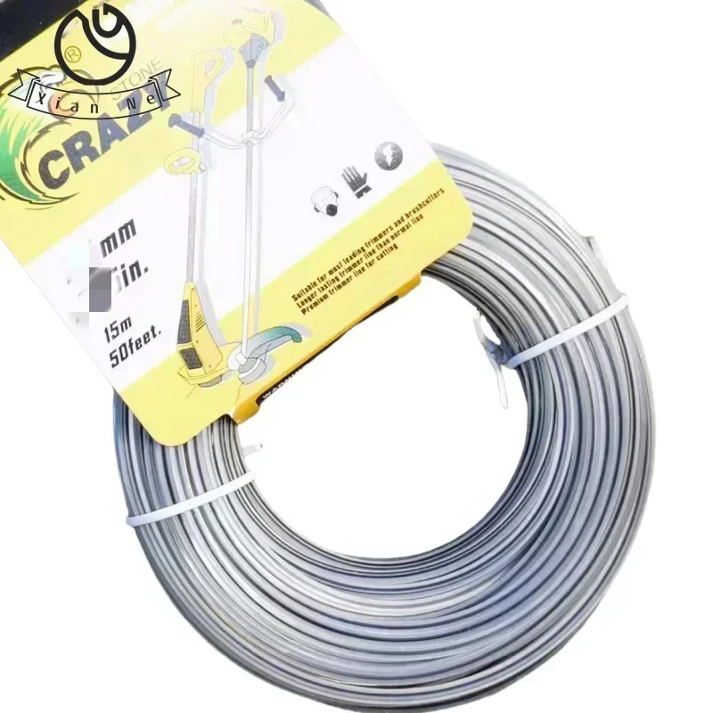 Cortadora de césped de nailon de 15m x 2/2,4/2,7/3,0/3,3mm, cabezal cortador de cepillo, cortacésped, cuerda en forma de estrella, alambre de corte, accesorios para cortacésped