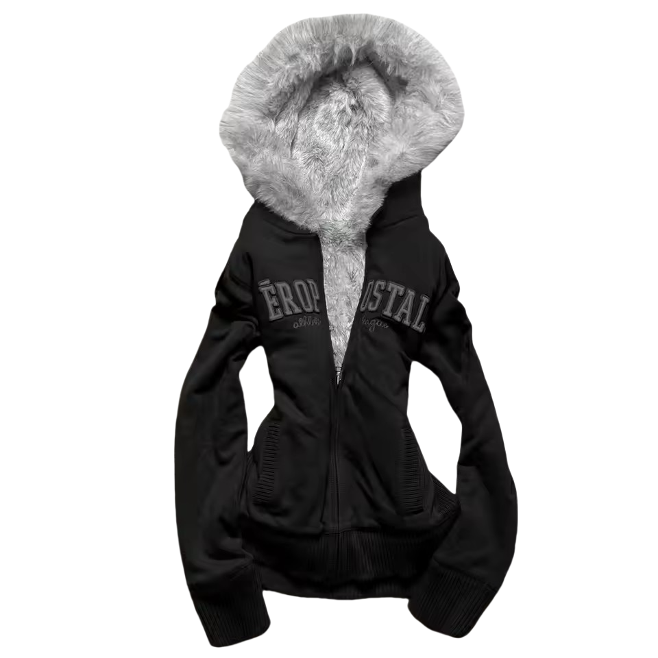ฤดูใบไม้ร่วงและฤดูหนาวใหม่Hoodiesผู้หญิงY2Kซิปแจ็คเก็ตOriginalกํามะหยี่สีเทาหนาHooded Sweatshirt Jacketสําหรับผู้หญิงHoodie