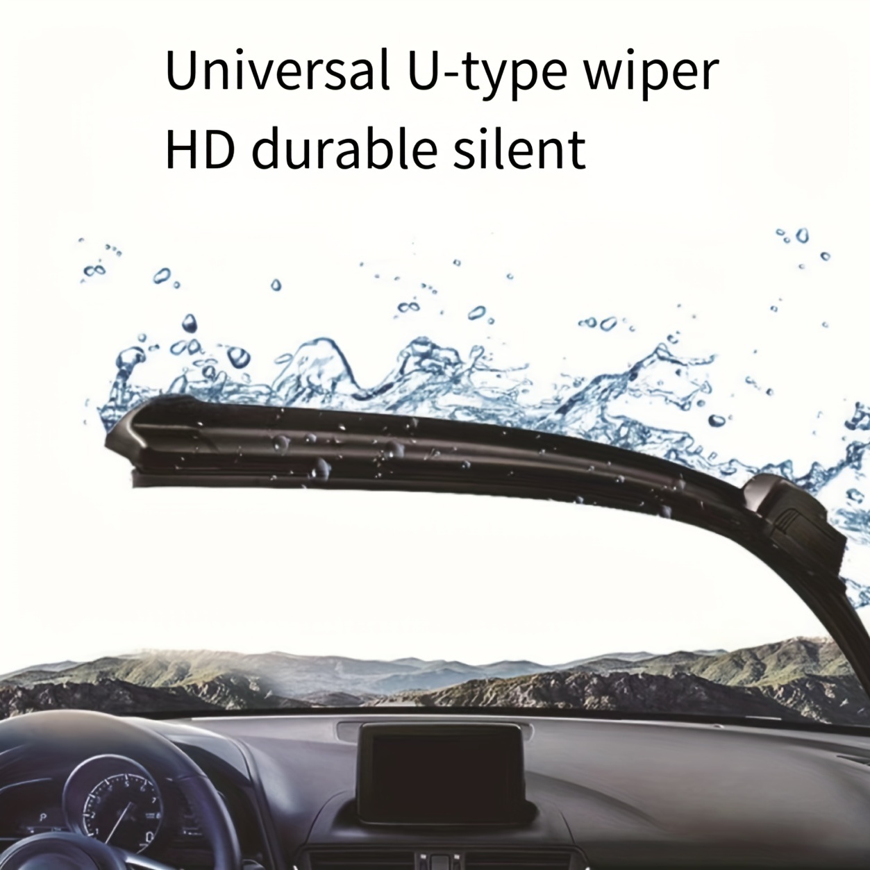 Essuie-glace automobile universel de type U, caoutchouc souple, sans os, HD, silencieux, durable, 16 ", 18", 19 ", 21", 22 ", 24", 1PC