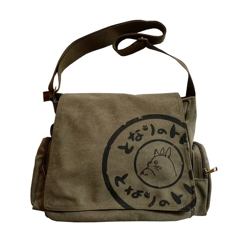 Bolso de hombro de lona para mujer, bolso cruzado de gran capacidad, bolso de mano tipo mensajero de dibujos animados, bolsos