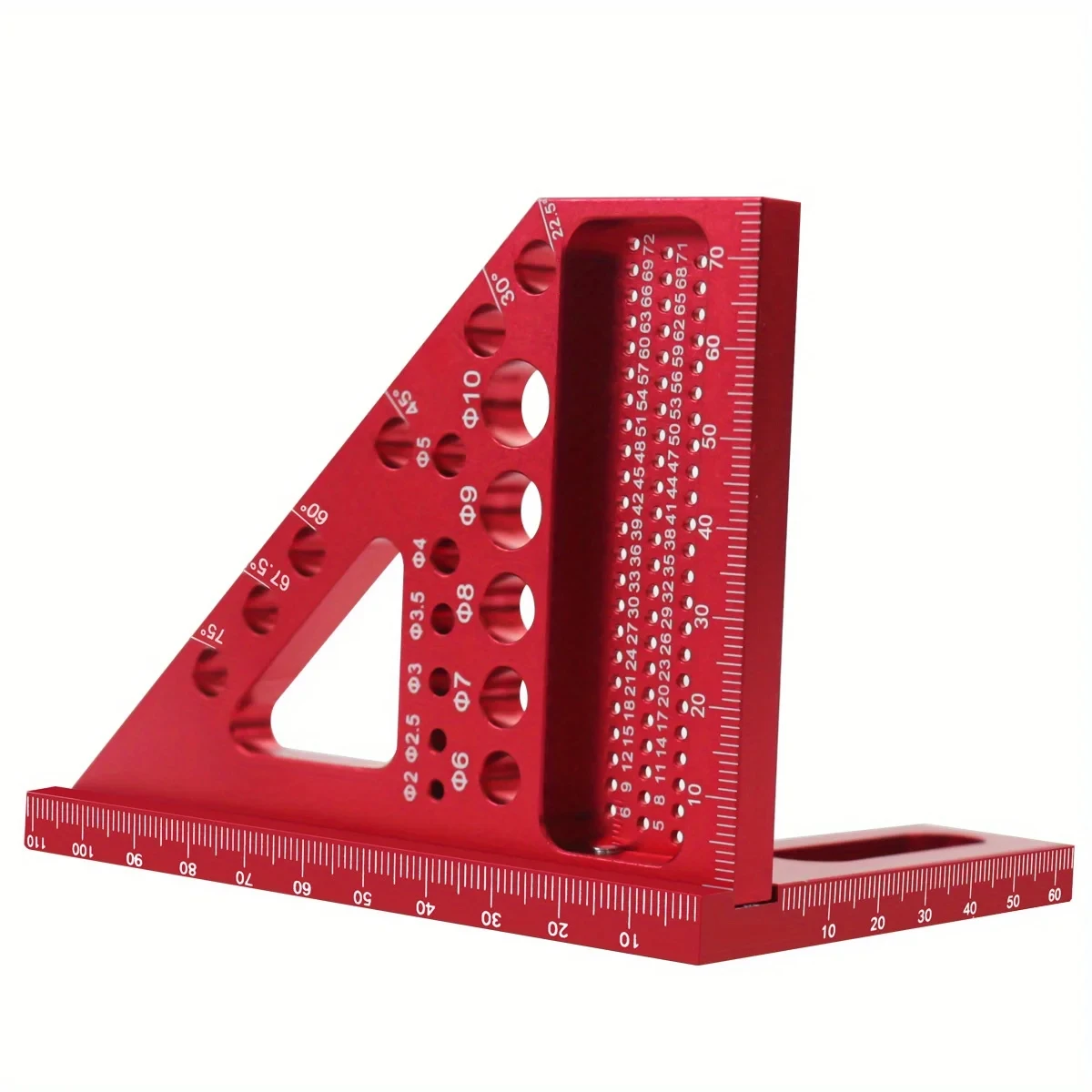 Kątownik stolarski z aluminiowym stopem, liniał kątowy z kołkami do trasowania kątów.