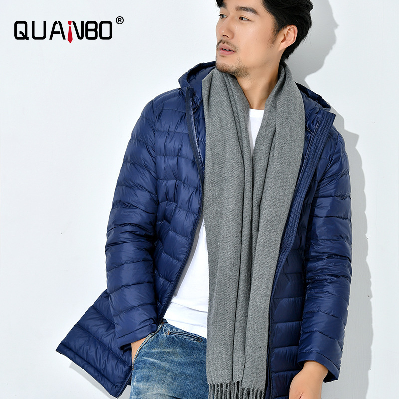 Plus ขนาด5XL 6XL 8XL 7xl เสื้อผู้ชายยาว Ultralight Packable Hooded Down เสื้อปักเป้าลง Coats ลำลองสีดำแจ็คเก็ต