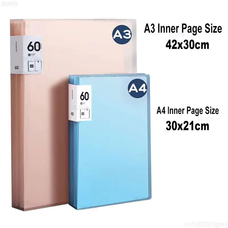 60Pocket A4 A3 File Folder Picture Album Document Storage Bag Display Book Painting Drawing Paper Photo Art Collection Organizer