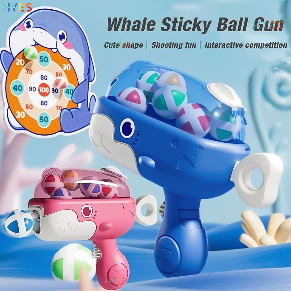 ปลาวาฬ Sticky Ball โยนชุดของเล่นเด็กยิงปืน Dart Board เป้าหมาย Bullet กลางแจ้งในร่มของขวัญเกมสําหรับเด็กผู้หญิง