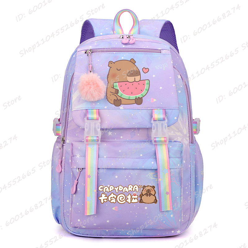 Capybara & Watermelon 그래픽 인쇄 Schoolbags 귀여운 만화 어린이 배낭 소녀 소년 학교 배낭 Capybara Lovers Bags