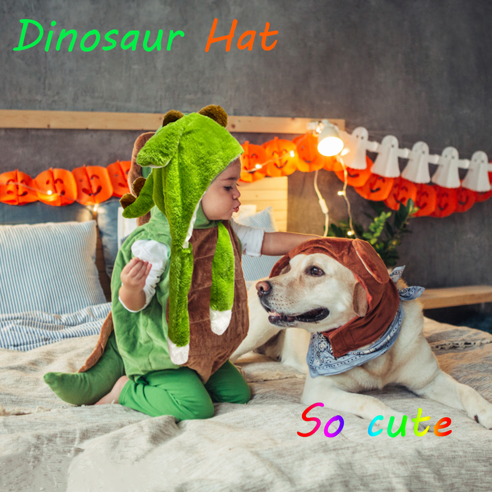 Шапка с подвижными ушками динозавра, плюшевые кроличьи уши, движущиеся прыгающие вверх, платье для косплея для детей и взрослых, подарок на Хэллоуин и Рождество