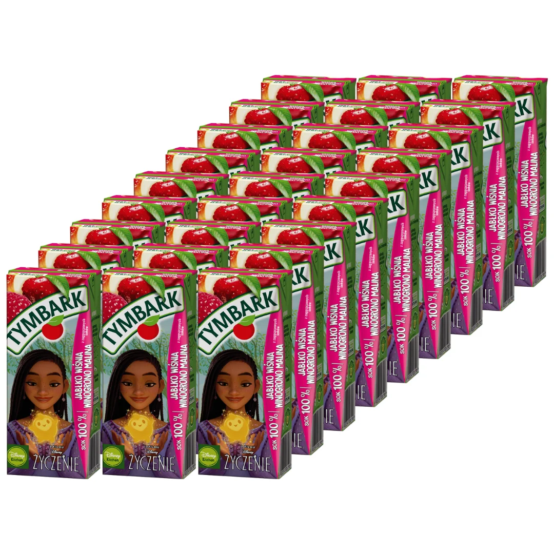 Tymbark Sok 100% malina jabłko wiśnia winogrono 200 ml x 27 sztuk