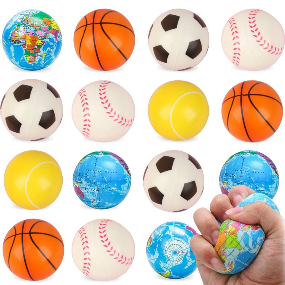 5/18PCS Globe Squeeze Balls 2.3 นิ้วWorld Earthเบสบอลบาสเกตบอลฟุตบอลเทนนิสความเครียดบรรเทาลูกบอลโฟมของเล่นparty ...