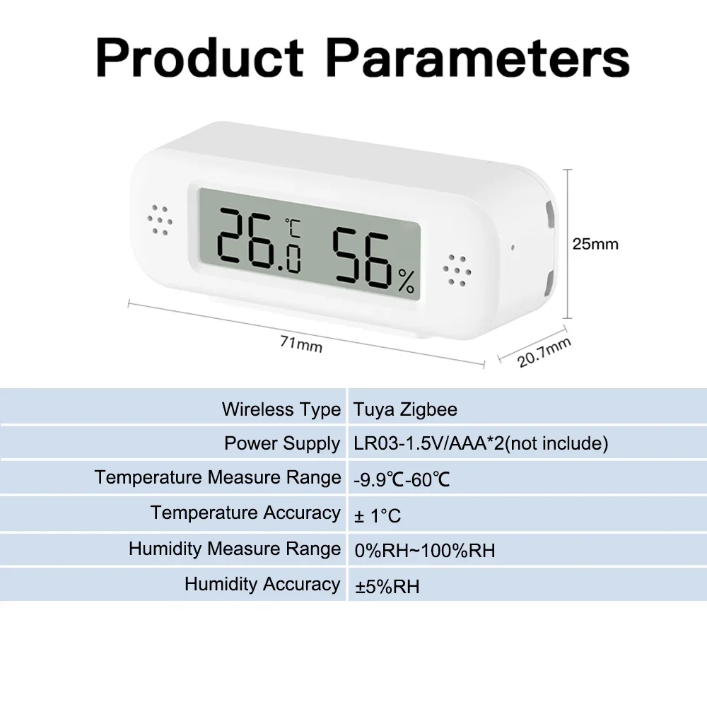 Mini sensor de temperatura e umidade tuya zigbee 3.0, 1 a 4 peças, para casa inteligente, termômetro, higrômetro, aplicativo remoto, trabalho com yandex alexa