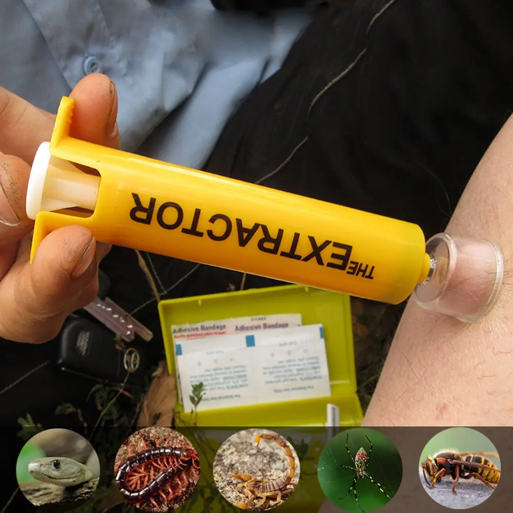 Extractor de veneno para exteriores, botiquín de primeros auxilios para morder insectos y serpientes, supervivencia de emergencia al aire libre, bomba de desintoxicación al vacío, herramientas de emergencia para envenenamiento