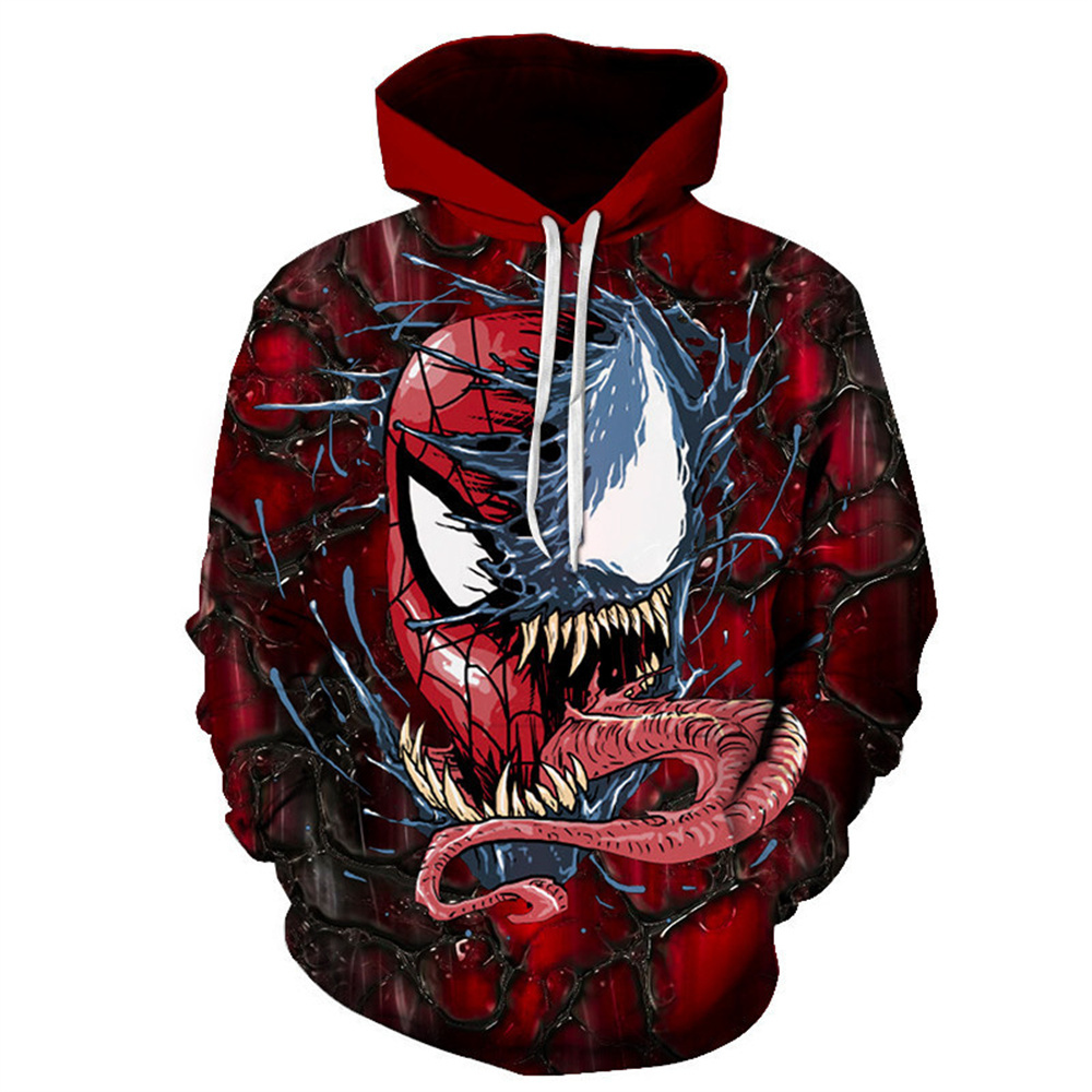2024 Miniso Spider-Man Venom 3D drukowana męska bluza z kapturem kurtka Outdoor Street hip-hopowa odzież sportowa Casual męska bluza sportowa