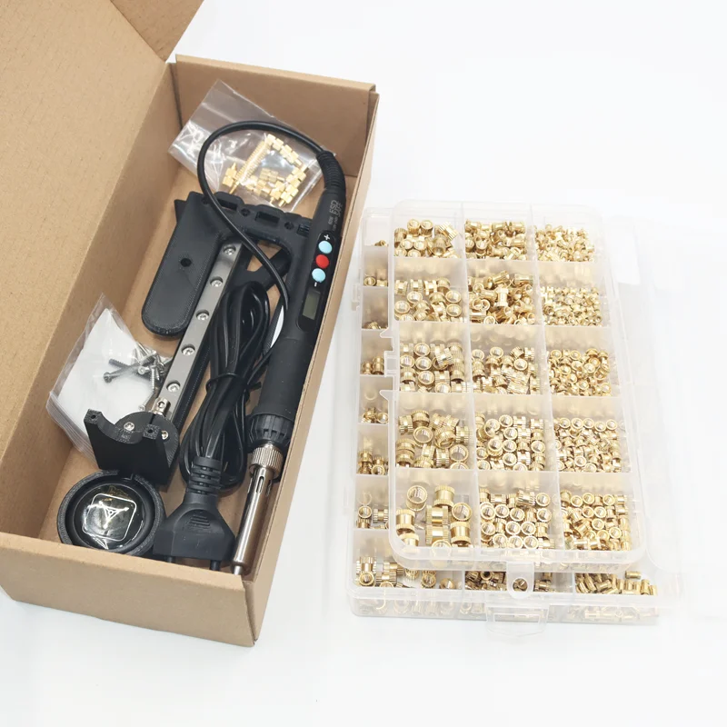 Heat Set Insert Press Tool Electric Soldering Iron Tip M2 M3 M4 M5 M6 M8 Thread Brass Inserts Nut Embedded Kit for 3d Printing