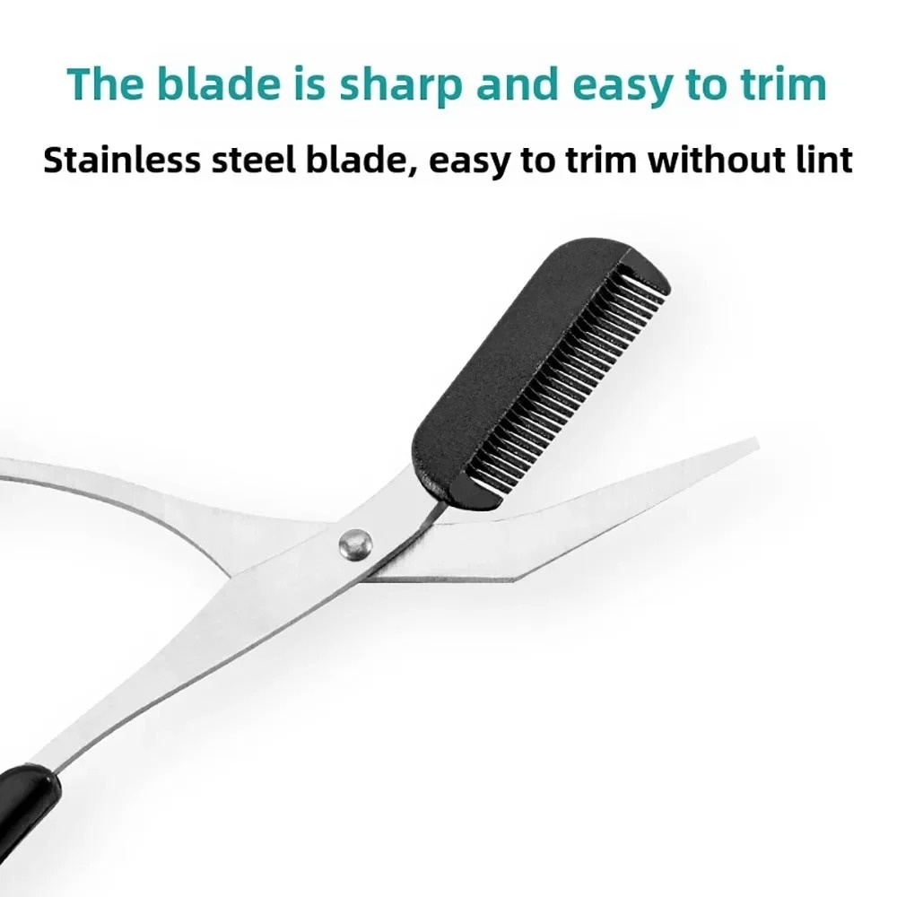 Stainless Steel Eyebrow Trimming Scissors with built-in Comb Precise Grooming Tool Creating Perfect Eyebrows Pink/White/Black